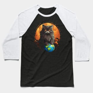 Persian Cat Earth Day Baseball T-Shirt